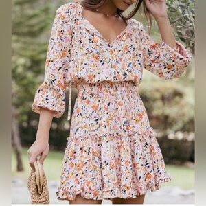 Petal + Pup Kealan Dress Pink Ditsy Floral Long Sleeve Mini Size US 4